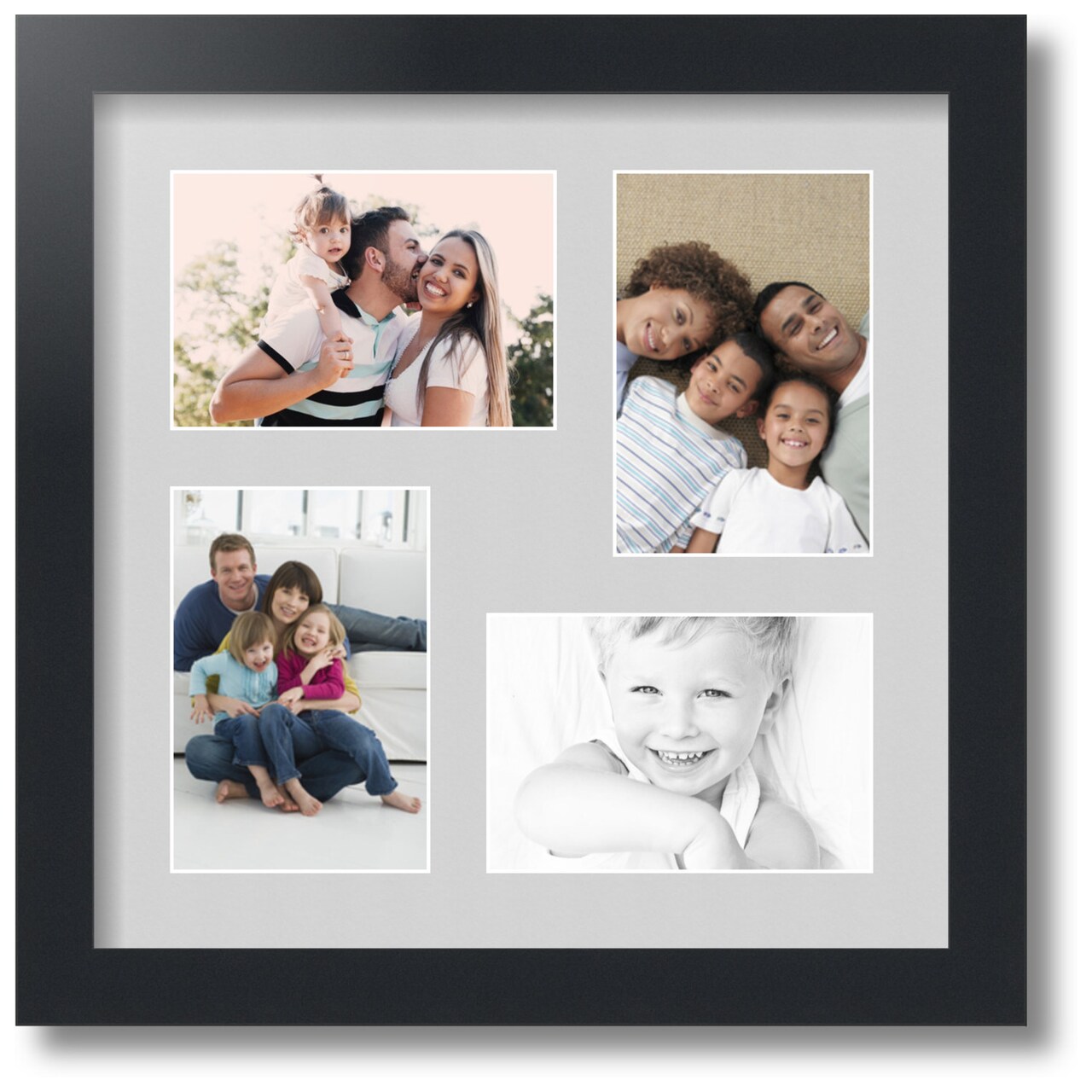 ArtToFrames Collage Photo Picture Frame with 4 - 4x6 inch Openings, Framed in Black with Over 62 Mat Color Options and Regular Glass (CSM-3926-178)